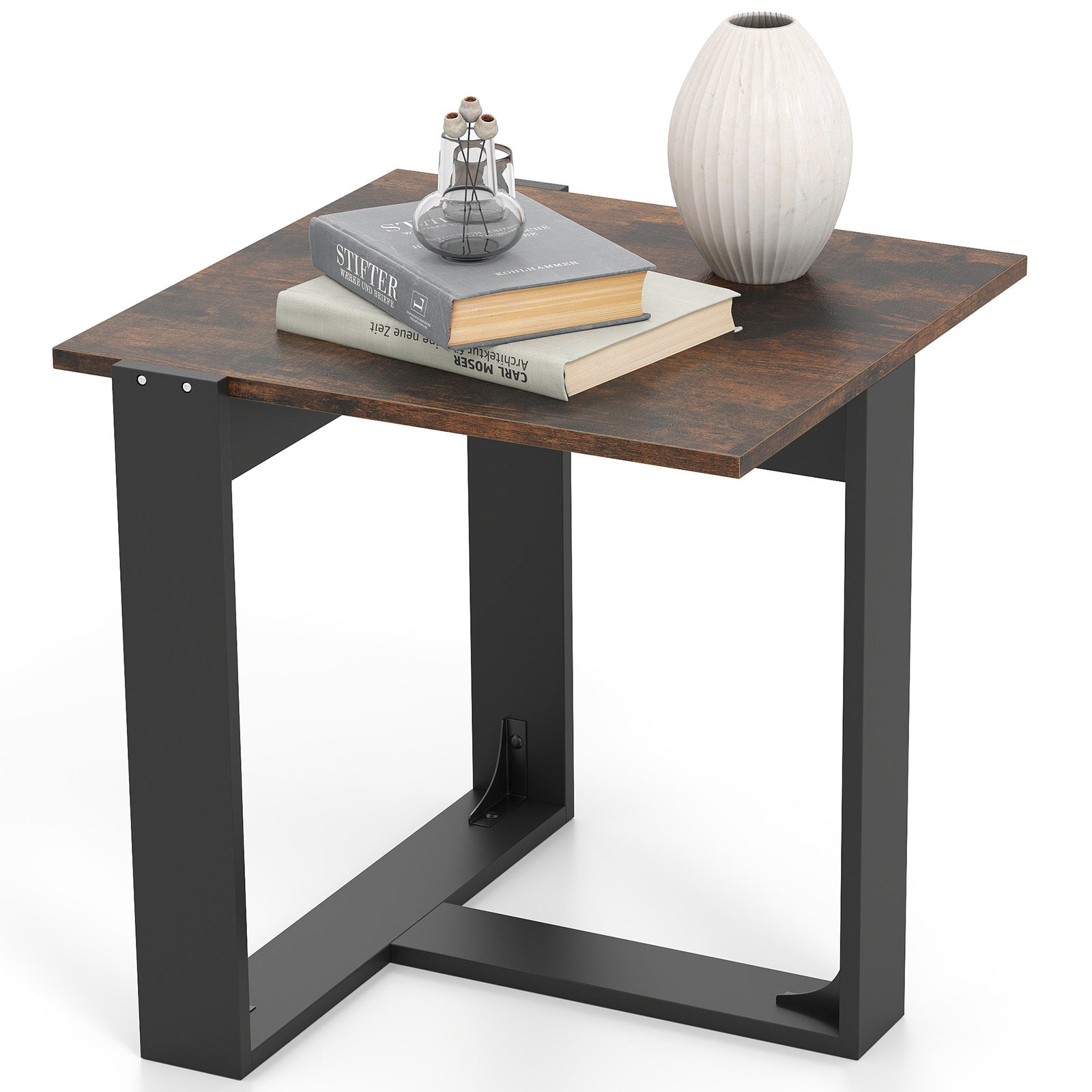 Industrial Sofa End Table with Metal Frame-1