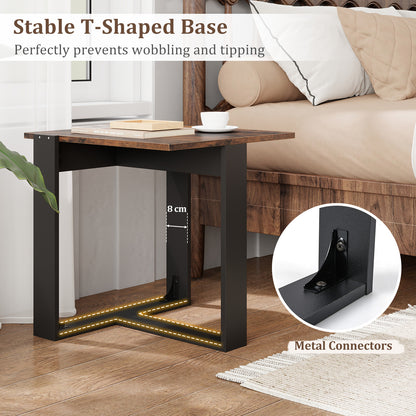 Industrial Sofa End Table with Metal Frame-1