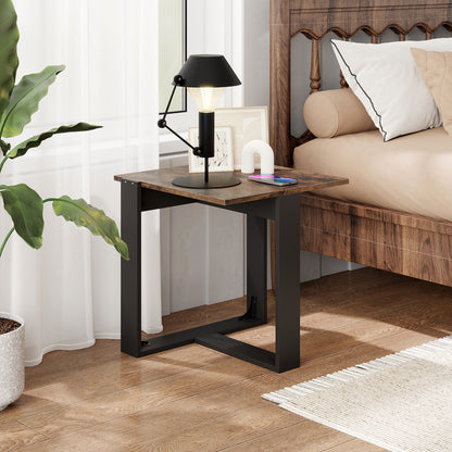 Industrial Sofa End Table with Metal Frame-2