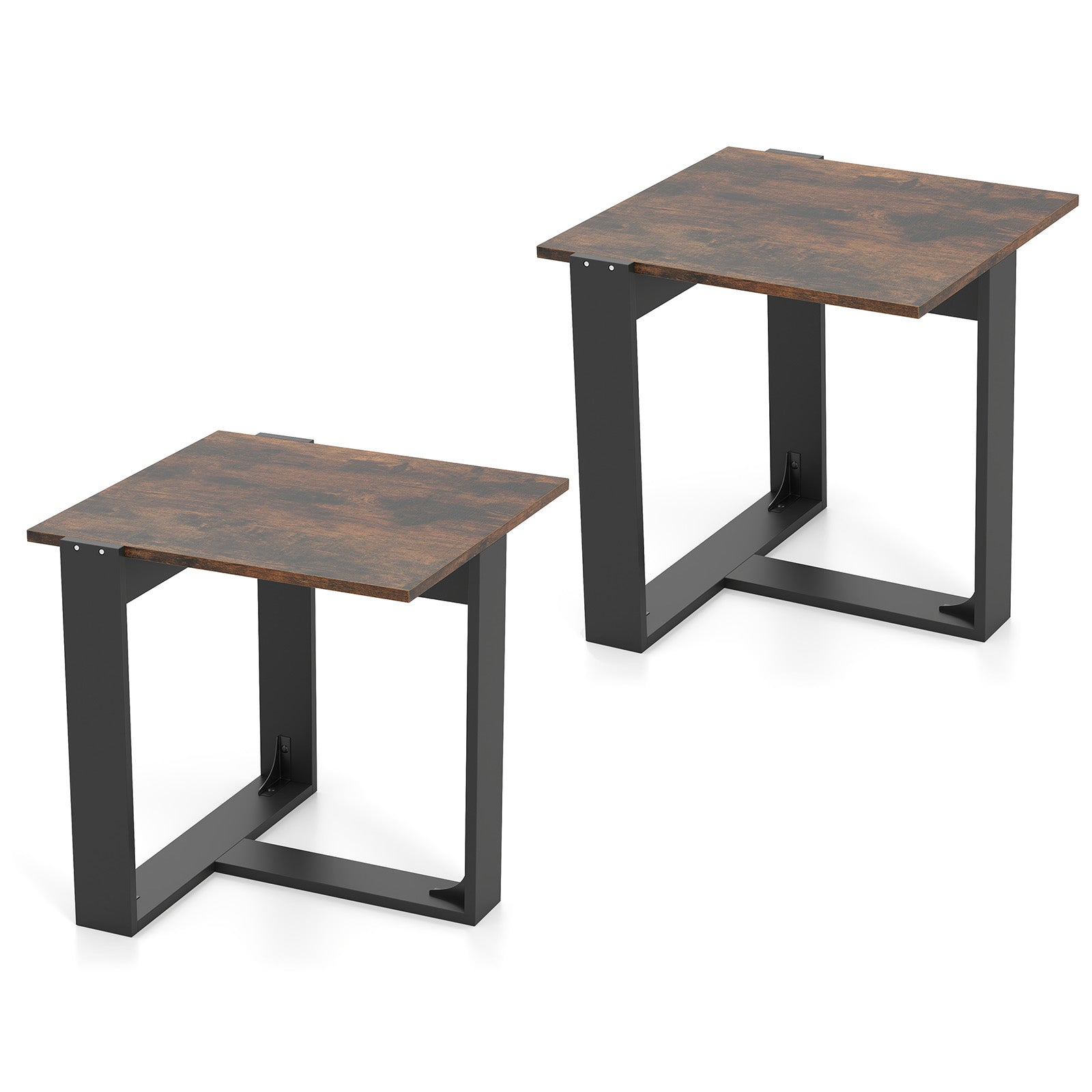 Industrial Sofa End Table with Metal Frame-2