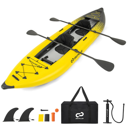Inflatable 2-person Kayak Set with Aluminium Oars and Repair Kit-Yellow - Yellow