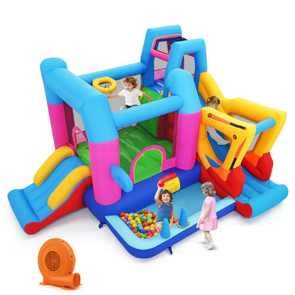 Inflatable Bounce House 8-in-1 Excavator Theme with Blower