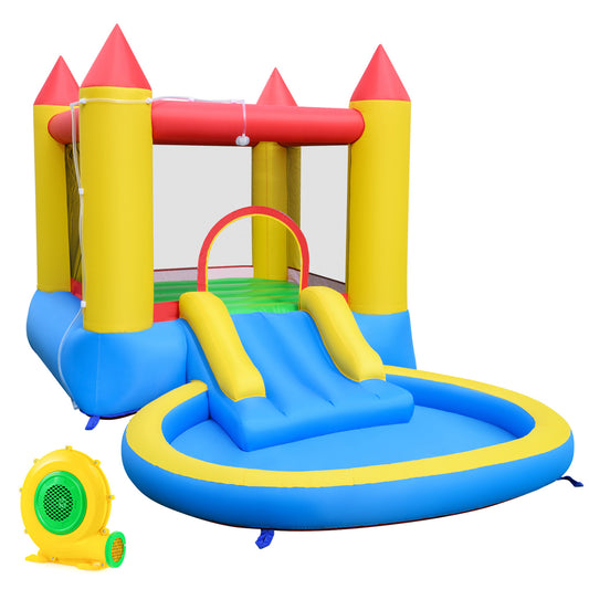 Inflatable Bounce House with Water Slide and 370W Blower