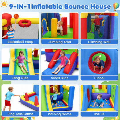 Inflatable Bounce House with Slide and Basketball Hoop