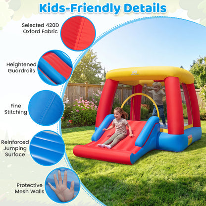 Inflatable Bounce House with Slide and Basketball Hoop
