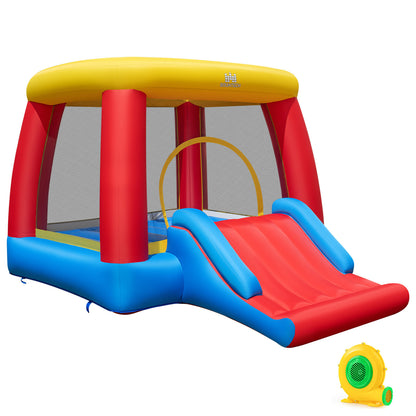 Inflatable Bounce House with Slide and Basketball Hoop