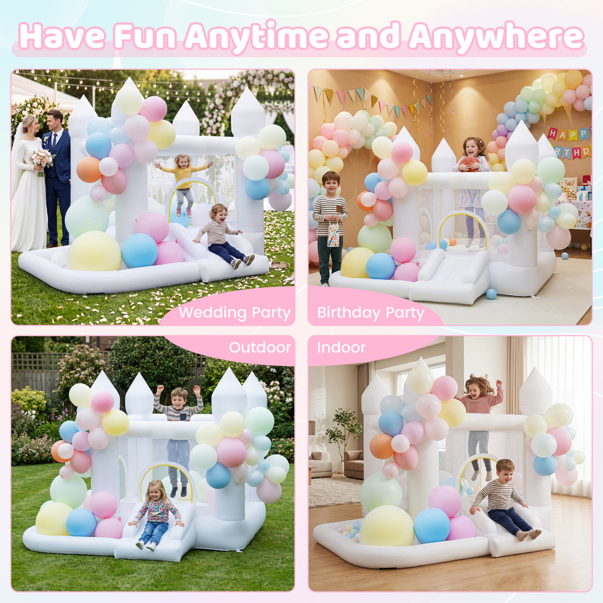 Inflatable Bounce House with Slide, Basketball Hoop & Blower
