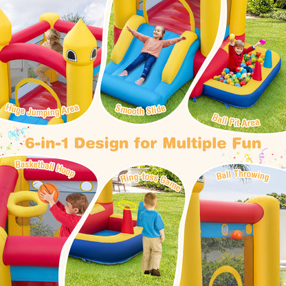 Inflatable Bounce House with 480W Blower and Ocean Balls for Yard