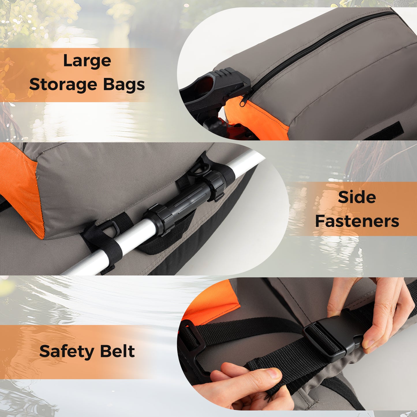 Inflatable Fishing Float Tube with Shoulder Straps and Storage for Angling-Orange