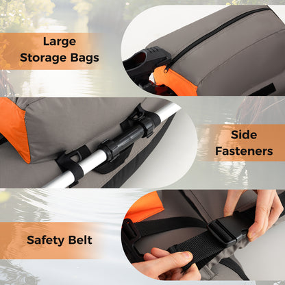 Inflatable Fishing Float Tube with Shoulder Straps and Storage for Angling-Orange
