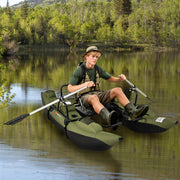 Inflatable Fishing Float Tube with Foldable Padded Seat and Adjustable Footrest-Green