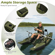 Inflatable Fishing Float Tube with Foldable Padded Seat and Adjustable Footrest-Green