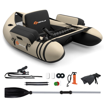 Inflatable Fishing Float with Adjustable Straps & Storage Pockets-Camouflage - Beige