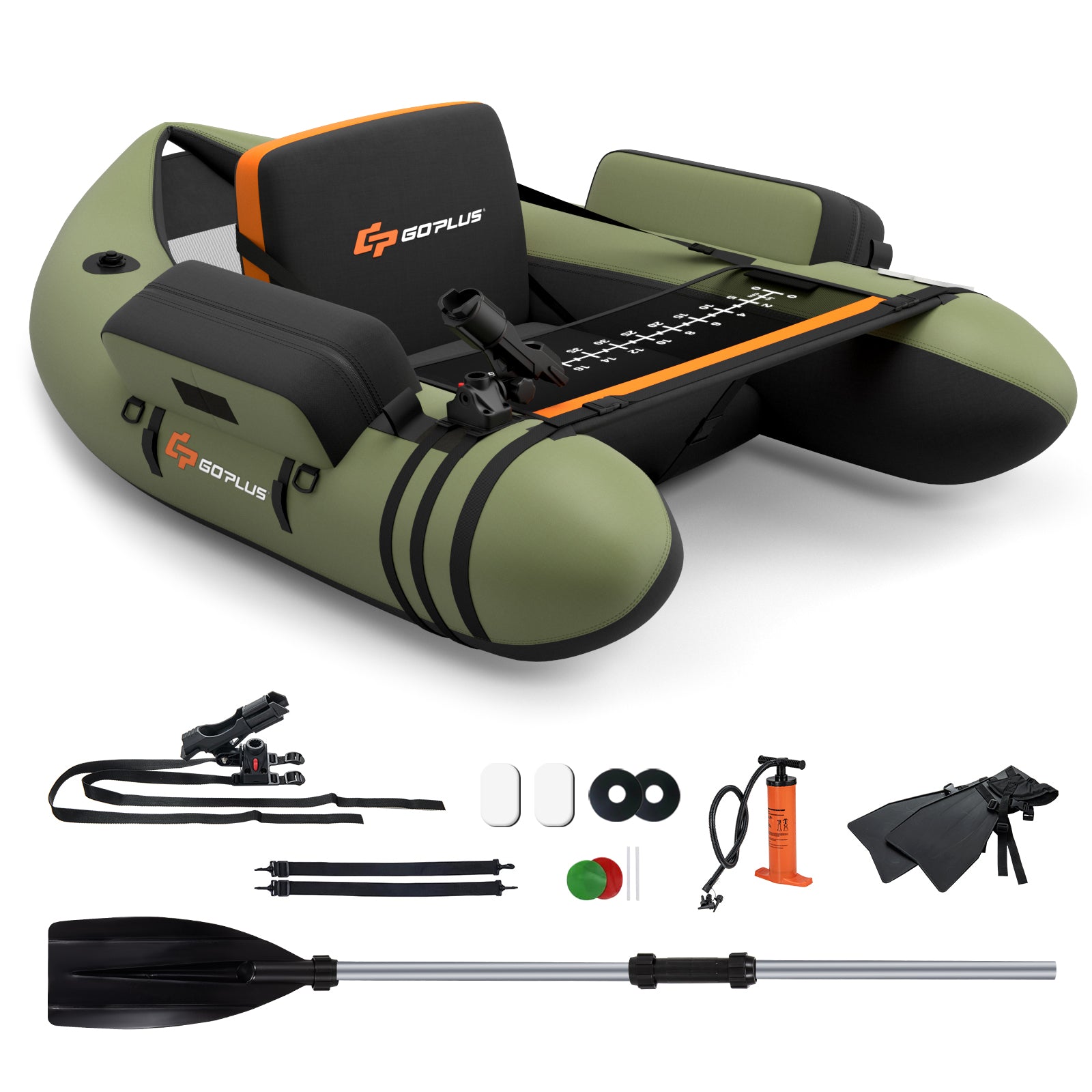 Inflatable Fishing Float with Adjustable Straps & Storage Pockets-Camouflage - Green