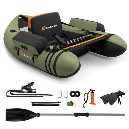 Inflatable Fishing Float with Adjustable Straps & Storage Pockets-Camouflage - Green
