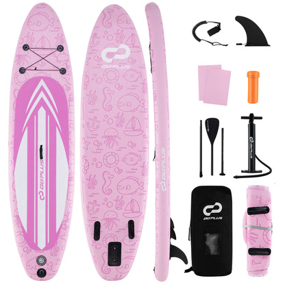 Inflatable Stand up Paddle Board iSUP Board Accessories with 3 Fins and Backpack-S - S