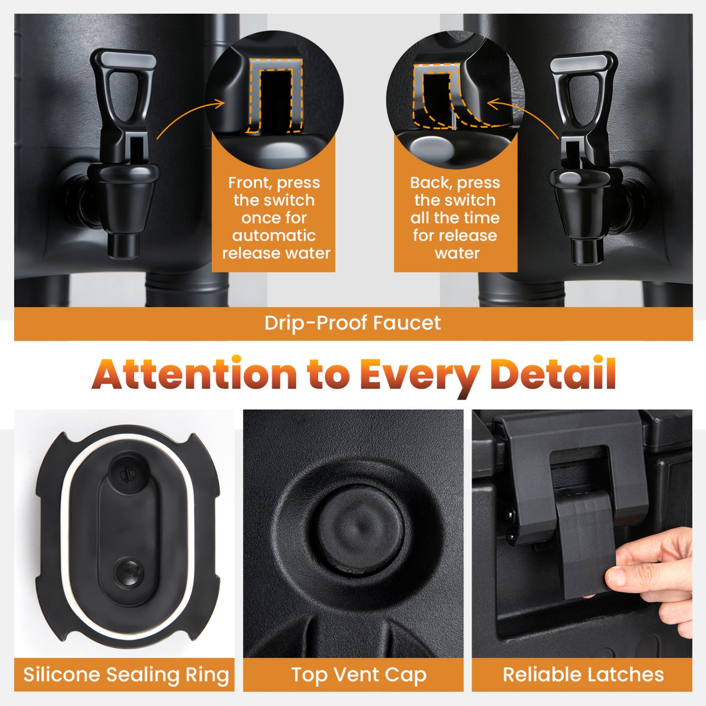 Insulated Beverage Dispensers Set of 2 Hot and Cold Drink Server Carriers with Ergonomic Handles