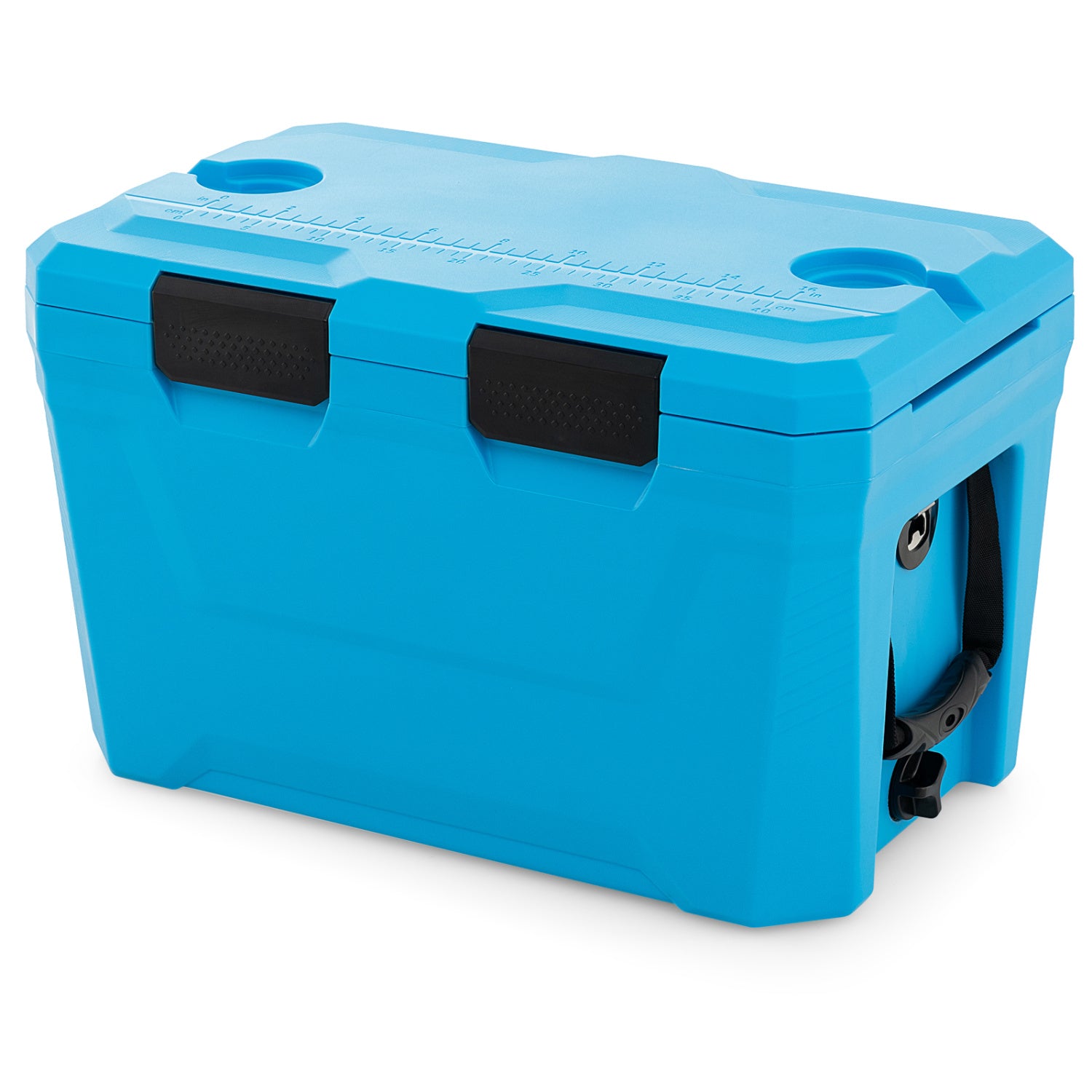 Insulated Portable Cooler Hard Shell Ice Chest with 2 Cup Holders Bottle Opener and Drain Plug-Blue