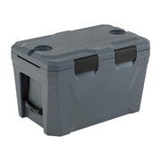 Insulated Portable Cooler Hard Shell Ice Chest with 2 Cup Holders Bottle Opener and Drain Plug-Gray