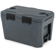 Insulated Portable Cooler Hard Shell Ice Chest with 2 Cup Holders Bottle Opener and Drain Plug-Gray