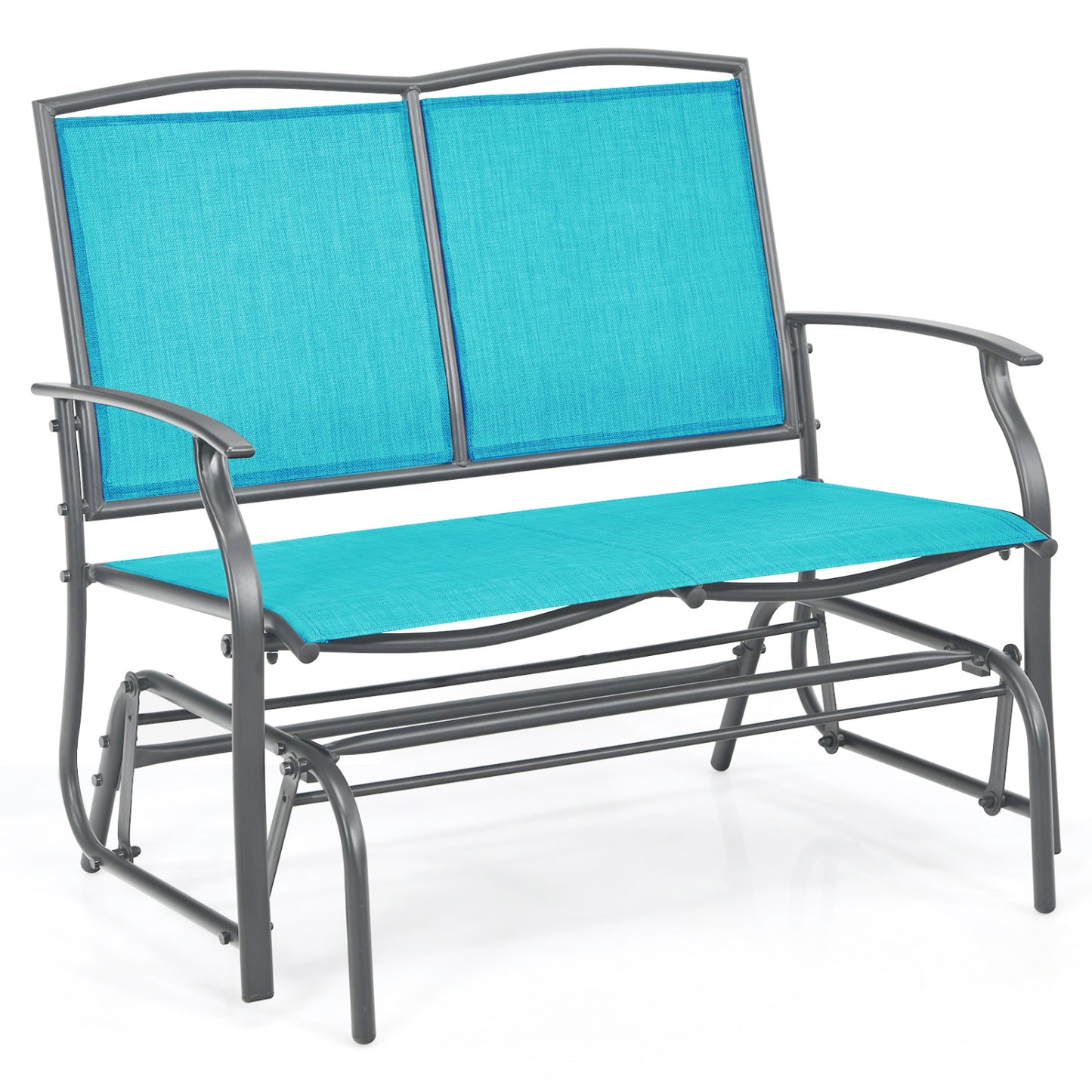 Iron Patio Rocking Chair for Outdoor Backyard and Lawn-Navy - Turquoise