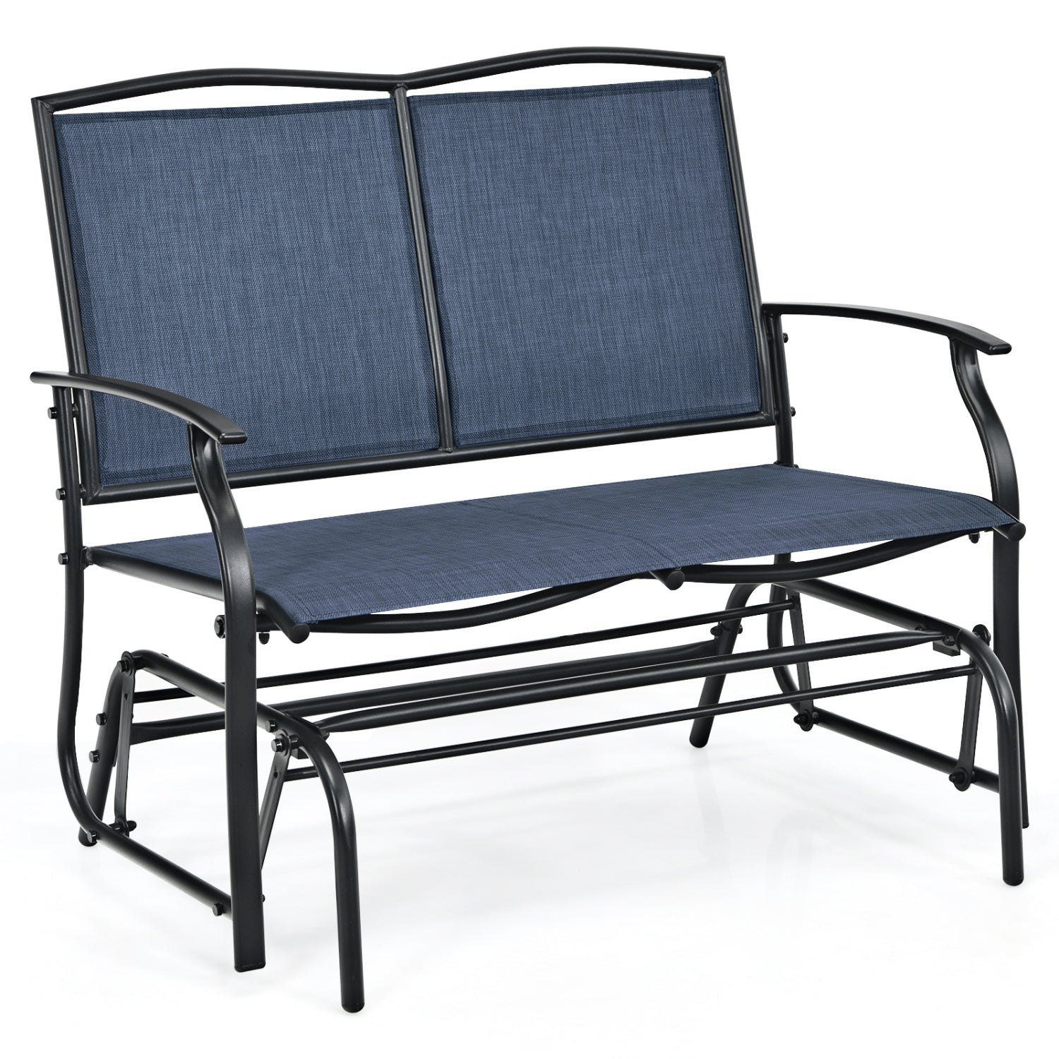 Iron Patio Rocking Chair for Outdoor Backyard and Lawn-Navy - Navy