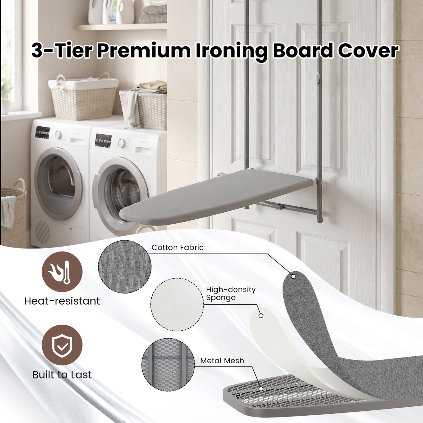 Ironing Board Space-Saving Metal Hanging Ironing Board