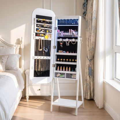 Jewelry Cabinet with Full-Length Mirror and LED Lights