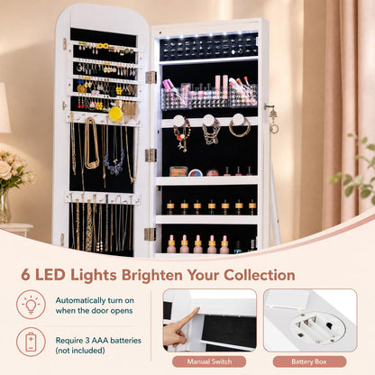 Jewelry Cabinet with Full-Length Mirror and LED Lights