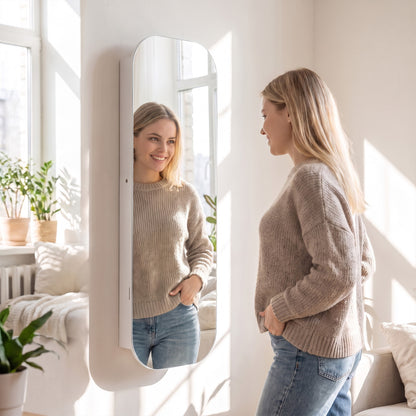 Jewelry Cabinet with Full-Length Mirror and LED Lights