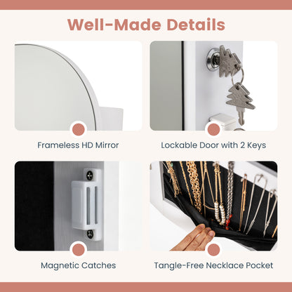 Jewelry Cabinet with Full-Length Mirror and LED Lights