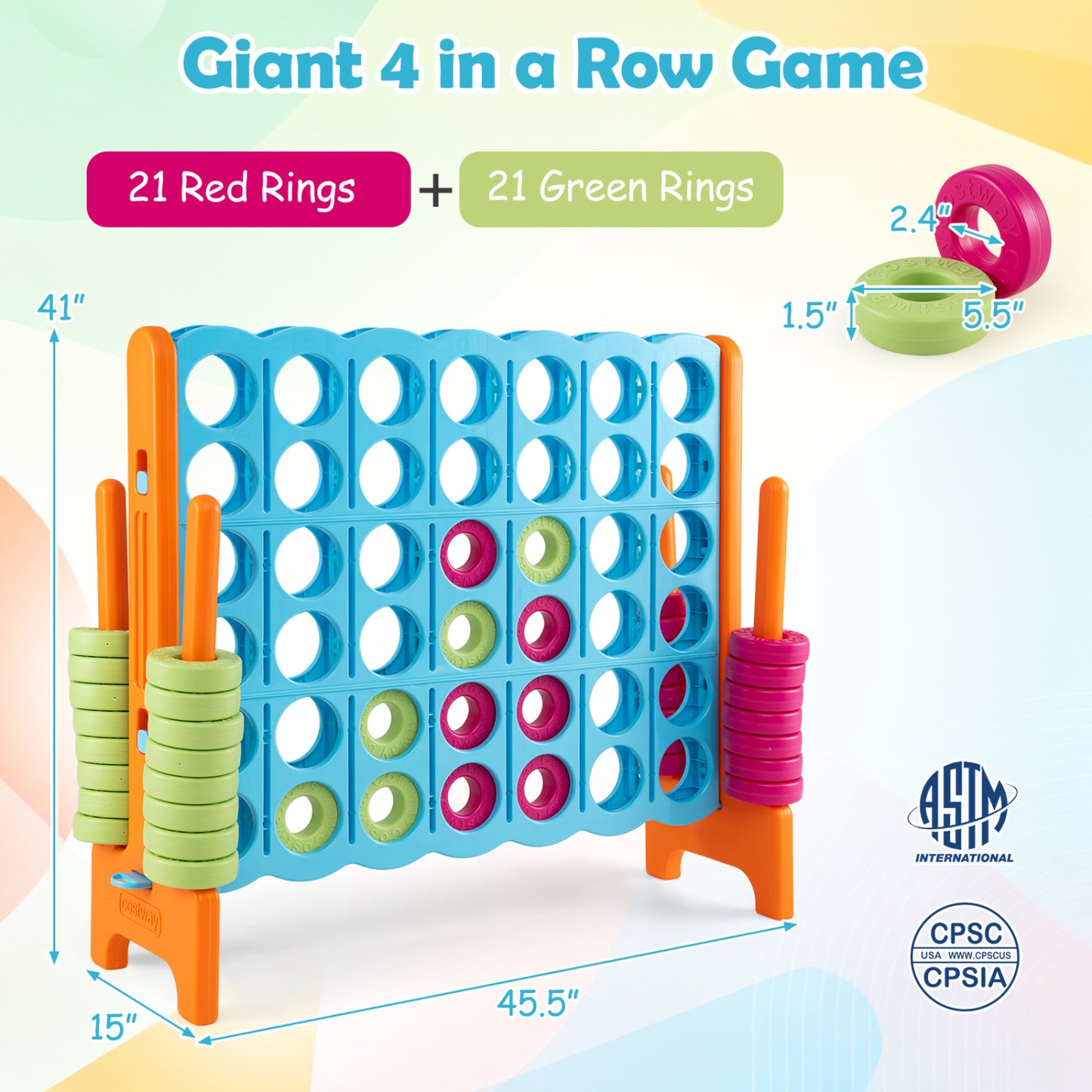 Jumbo 4-to-Score Game Set 3.5FT Tall Oversized Outdoor Lawn Game