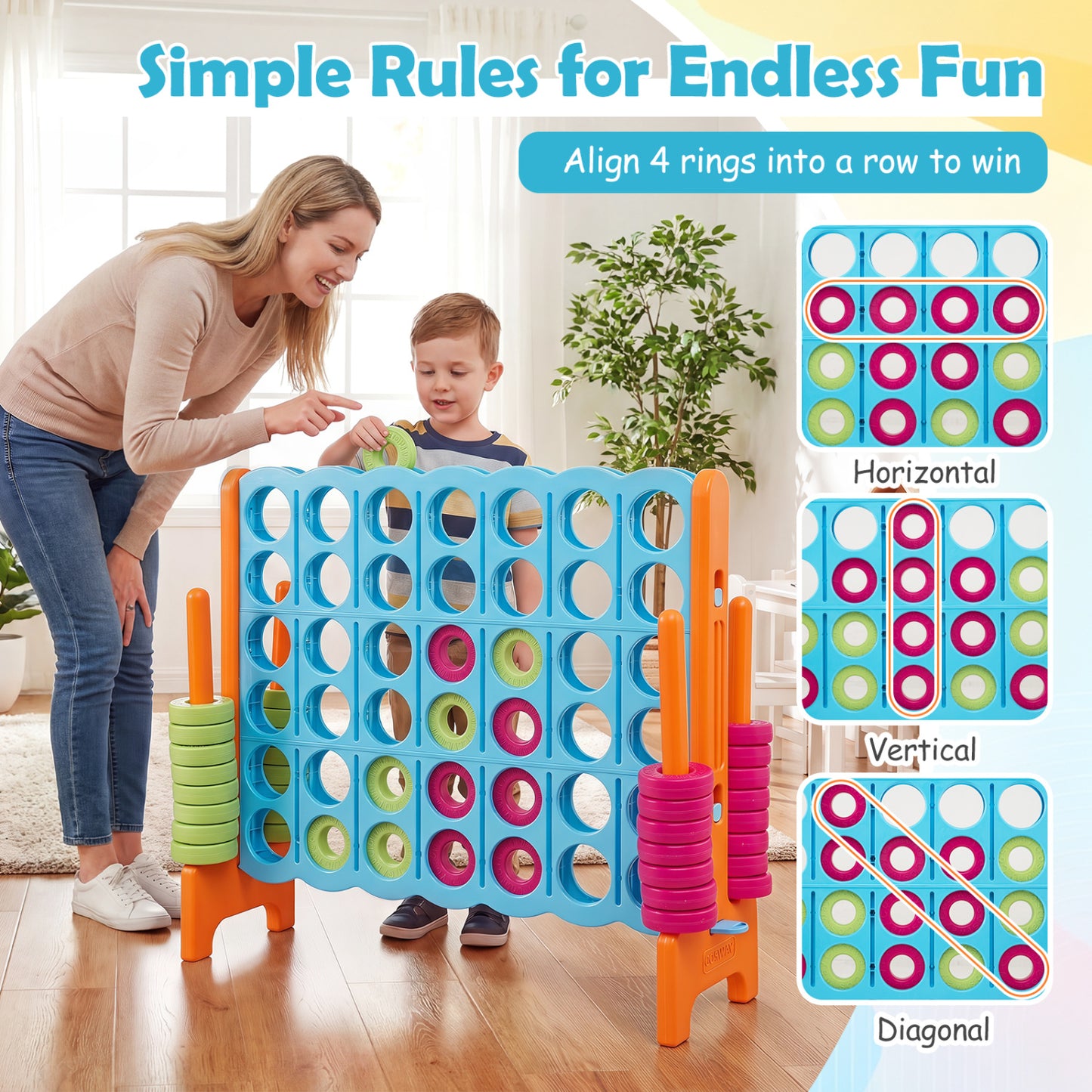Jumbo 4-to-Score Game Set 3.5FT Tall Oversized Outdoor Lawn Game