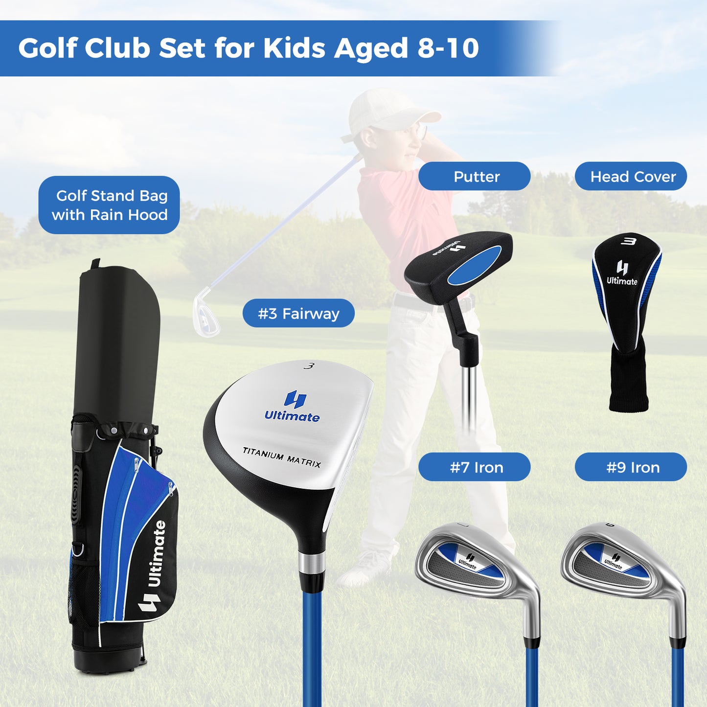 Junior Complete Golf Club Set For Age 8 to 10