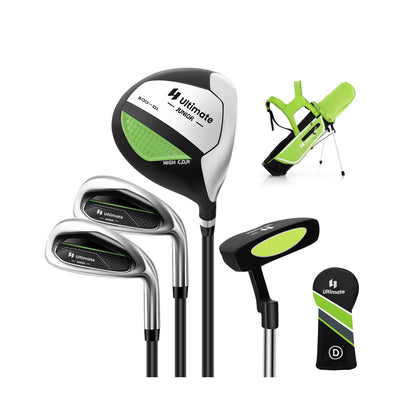 Junior Complete Golf Club Set for Kids with Rain Hood Right Hand Children Golf Age 8-10 Years Old-Blue - Green