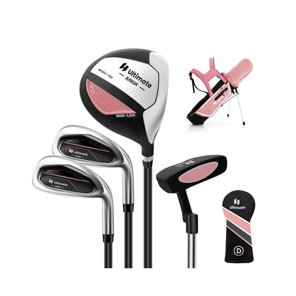 Junior Complete Golf Club Set for Kids with Rain Hood Right Hand Children Golf Age 8-10 Years Old-Blue - Pink