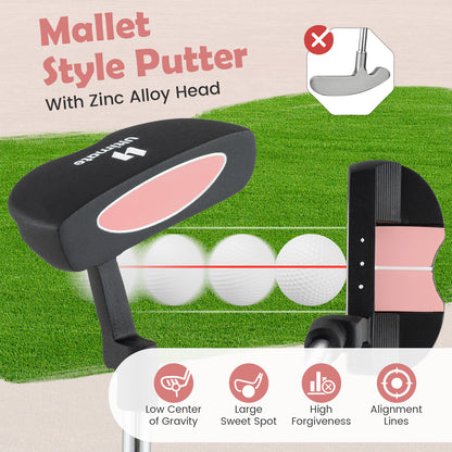 Junior Mallet Putter Individual Gold Club for Kids Ages 11-14-Blue - Pink