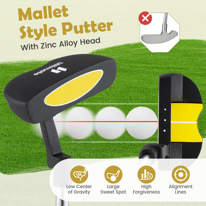 Junior Mallet Putter Individual Gold Club for 8-10 years old Kids-Green - Yellow