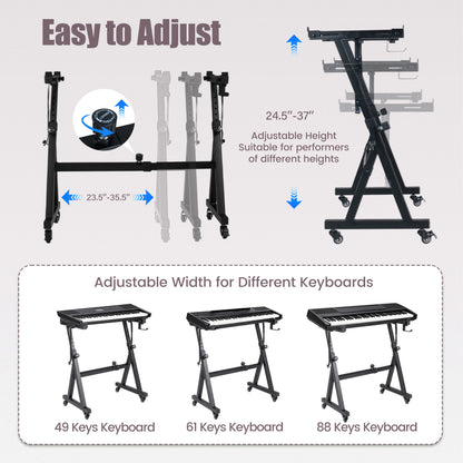 Adjustable Keyboard Stand for 49-88 Key Electric Pianos
