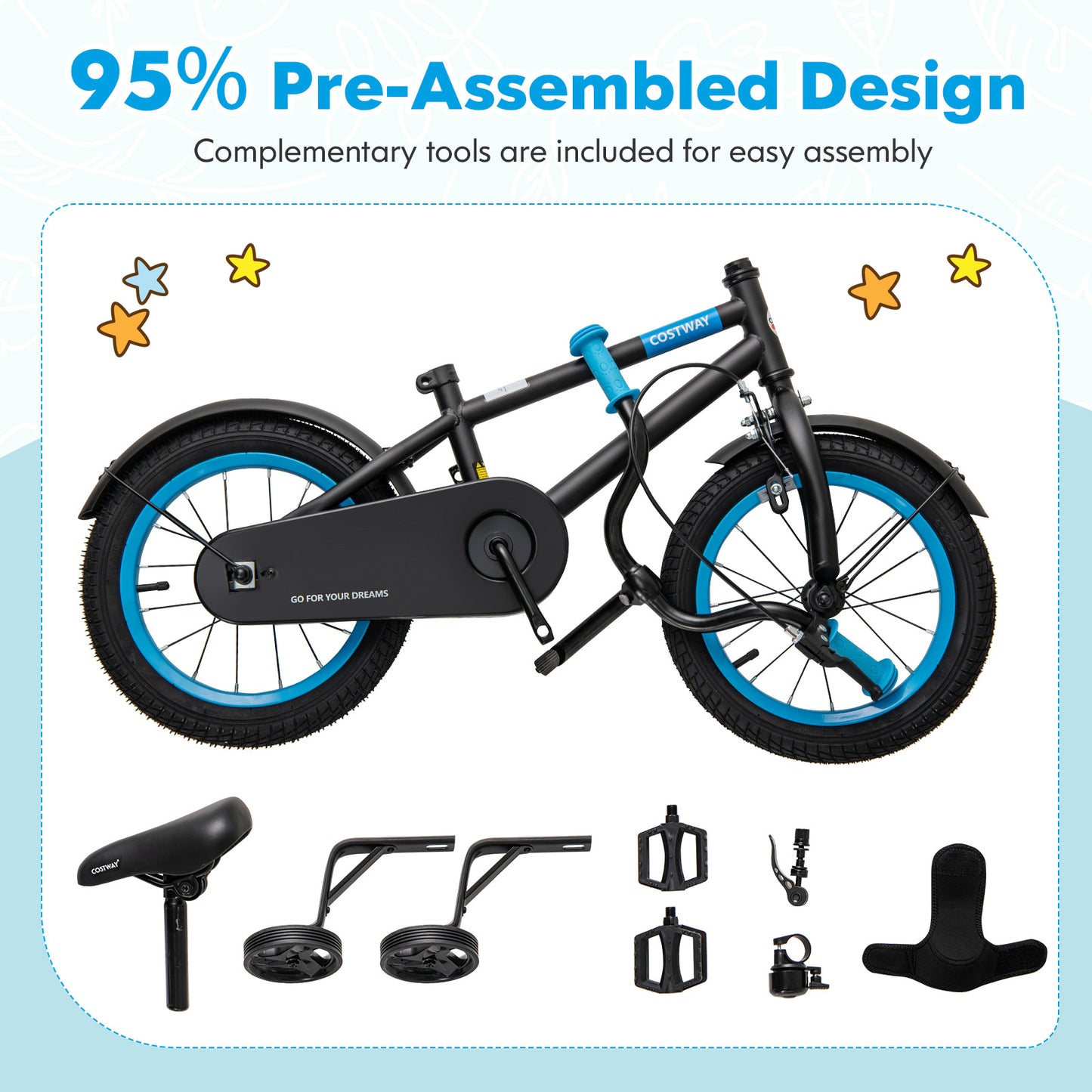 Kids Bike with Adjustable Handlebar and Saddle Black