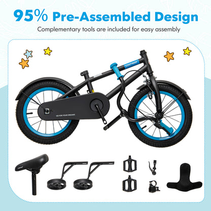 Kids Bike with Adjustable Handlebar and Saddle Black