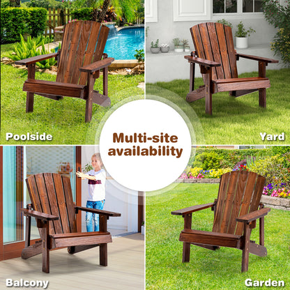 Kid's Adirondack Chair with High Backrest and Arm Rest-Coffee