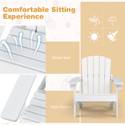 Kid's Adirondack Chair with High Backrest and Arm Rest-White