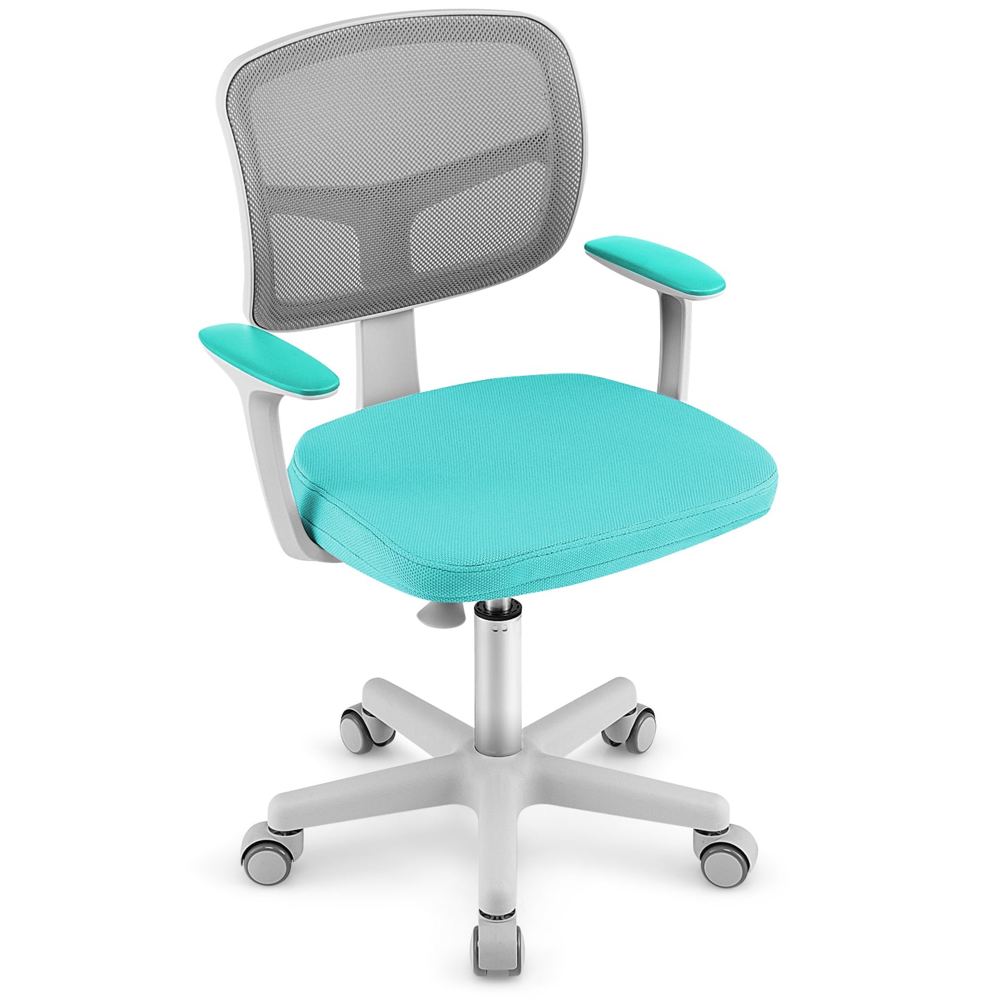 Adjustable Desk Chair with Auto Brake Casters for Kids-Turquoise - Turquoise