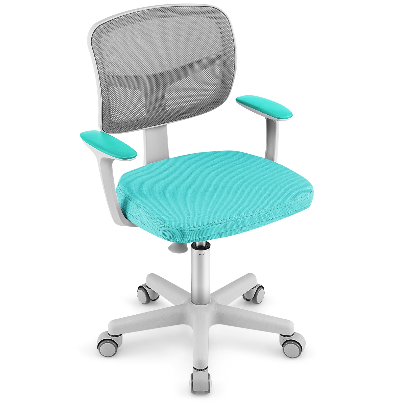 Adjustable Desk Chair with Auto Brake Casters for Kids-Turquoise - Turquoise
