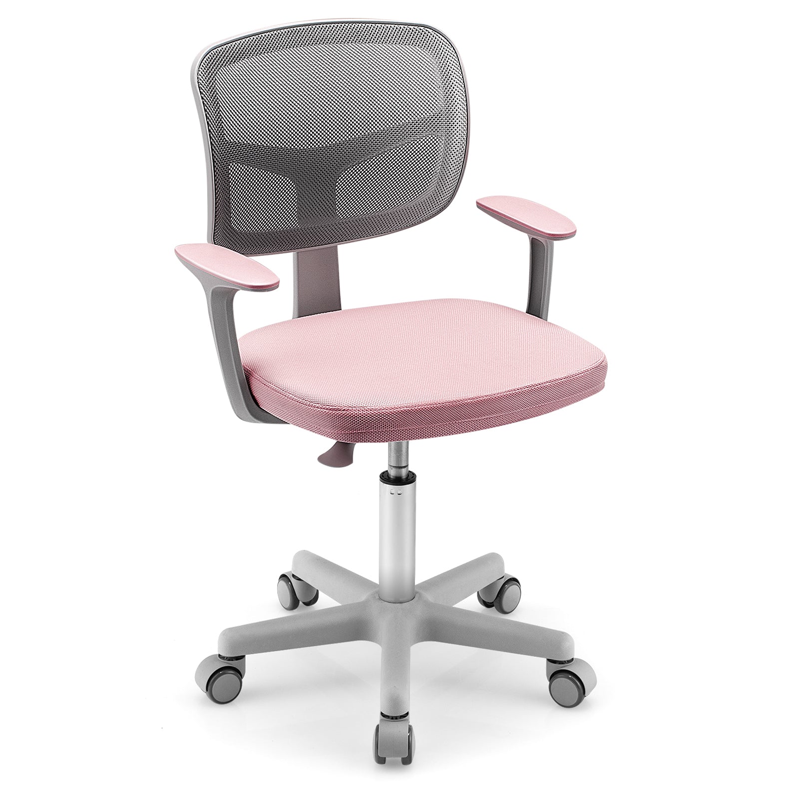 Adjustable Desk Chair with Auto Brake Casters for Kids-Turquoise - Pink