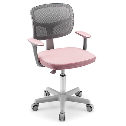 Adjustable Desk Chair with Auto Brake Casters for Kids-Turquoise - Pink