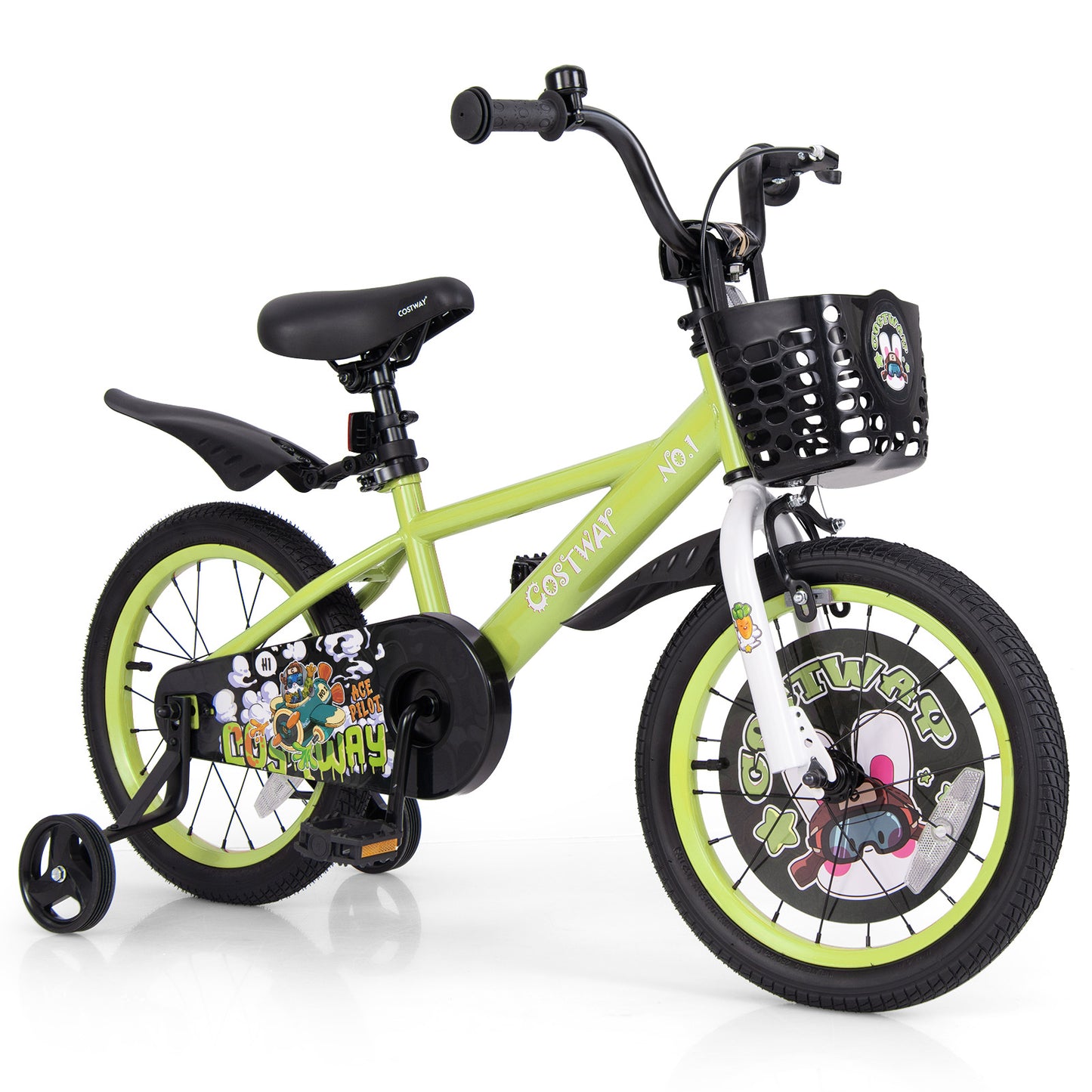 16 Inch Kids Bike Adjustable with Detachable Training Wheels for 4-8 Years Old-16 inches - 16 Inches
