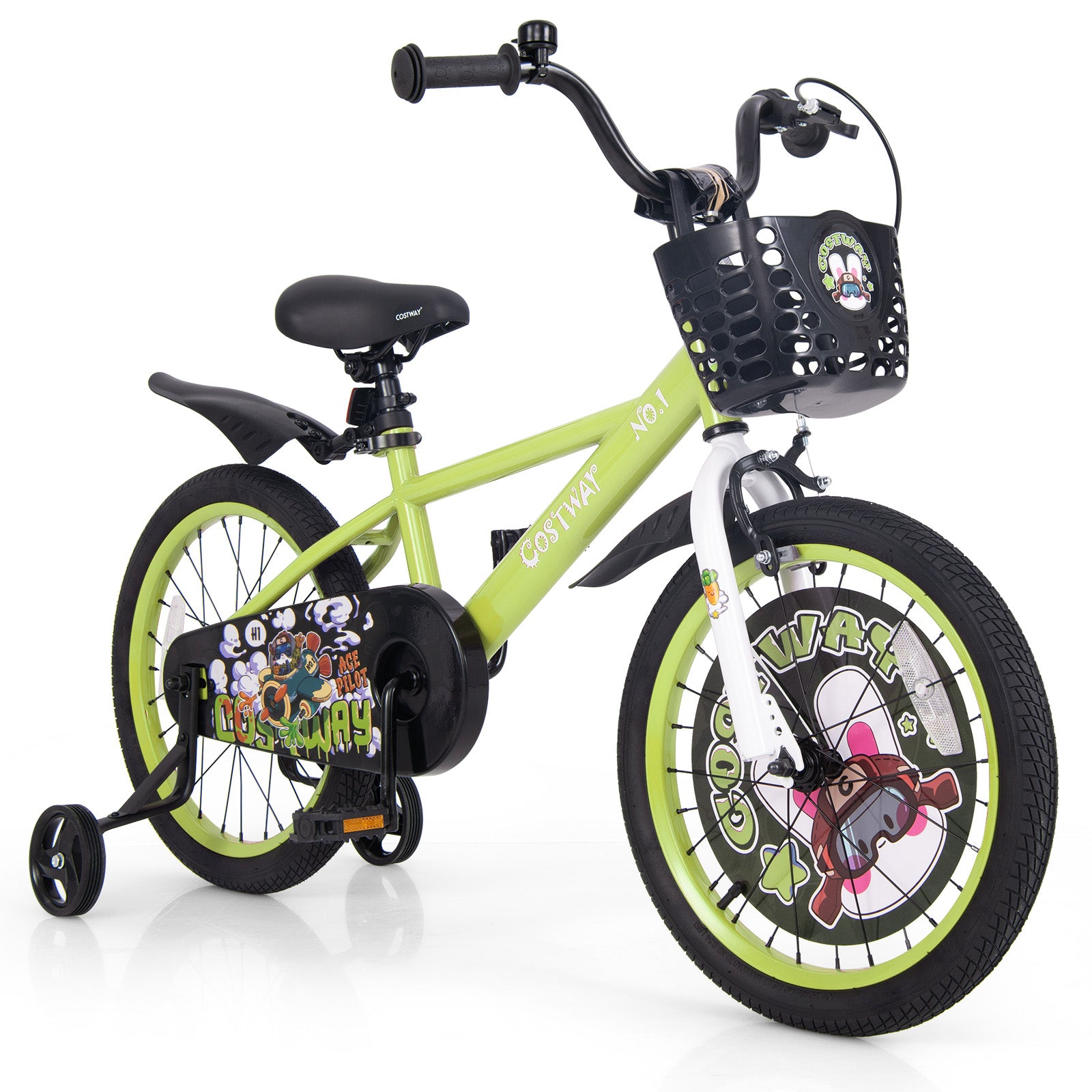 16 Inch Kids Bike Adjustable with Detachable Training Wheels for 4-8 Years Old-16 inches - 18 Inches