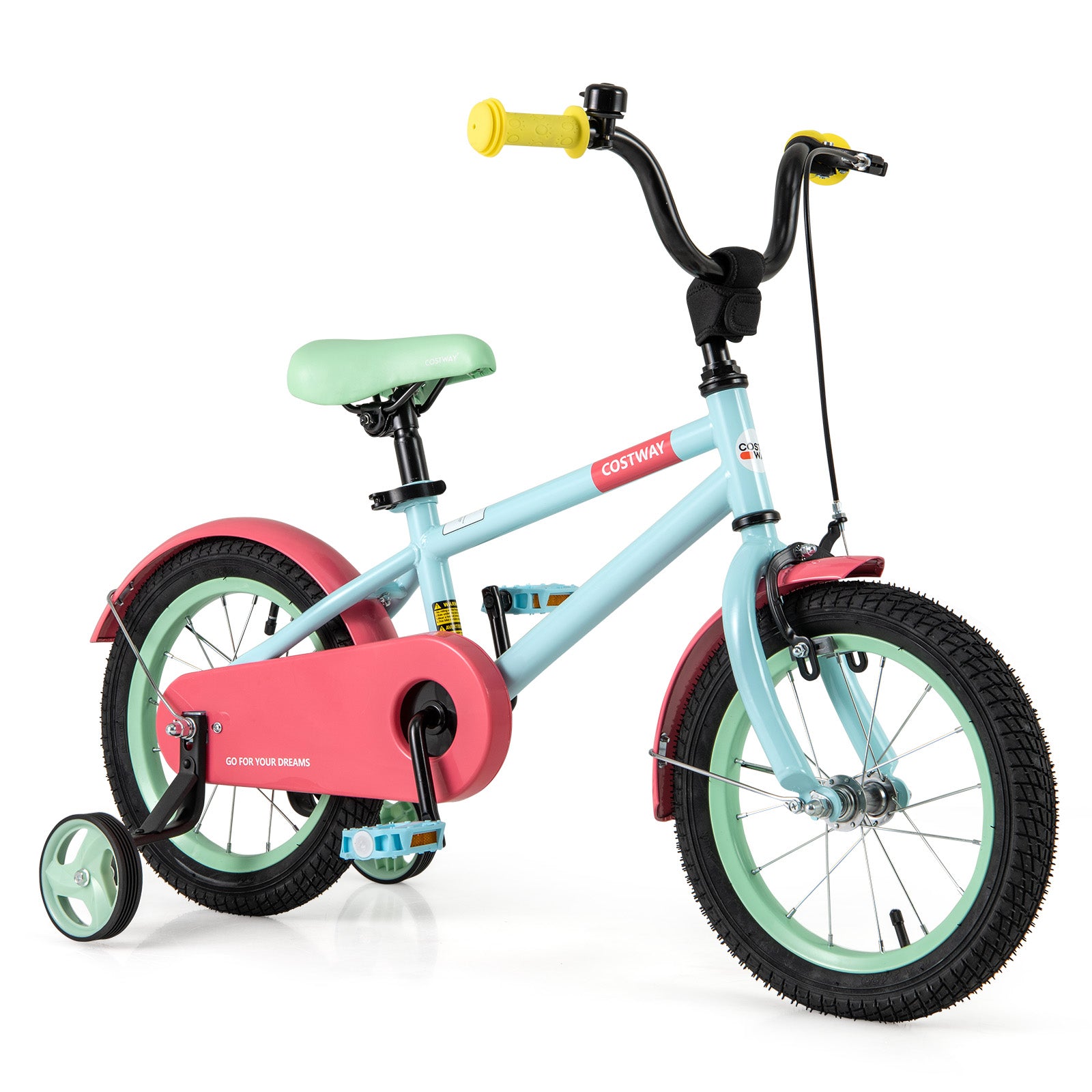 Kids Bike with Adjustable Handlebar and Saddle Blue-12 Inches - 14 Inches